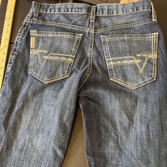 Cinch Men's Ian White Label Relaxed Fit 31 Distressed Med Wash 32x28 hemmed - Picture 9 of 10